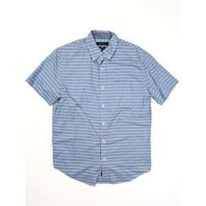 Crown & Ivy Classic Fit Blue White Striped Button S/Sleeve Shirt Men's Size S